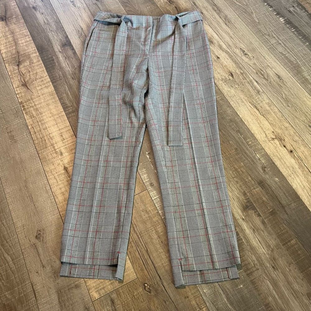 Laundry Gray Plaid Straight Leg High Rise
Trouser Pants with Belt size 6